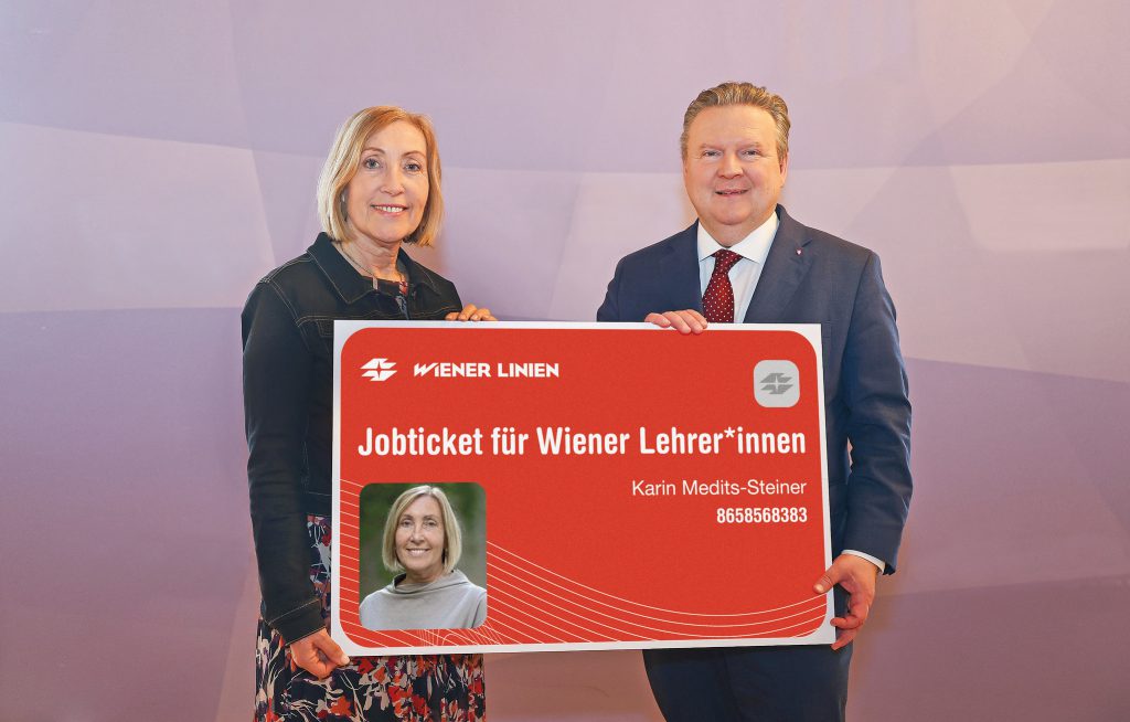 FSG-Personalvertreterin und Gewerkschafterin Karin Medits-Steiner mit Wiens Bürgermeister Michael Ludwig (Foto von Markus Sibrawa)